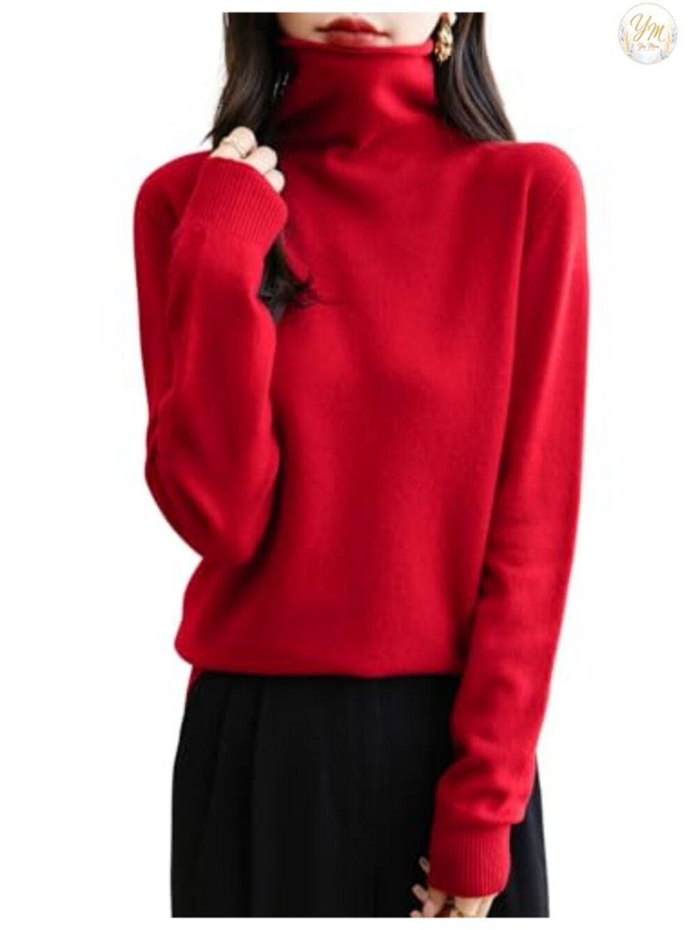 100% Merino Wool Seamless Turtleneck Long Sleeve Knitted Pullover Sweater